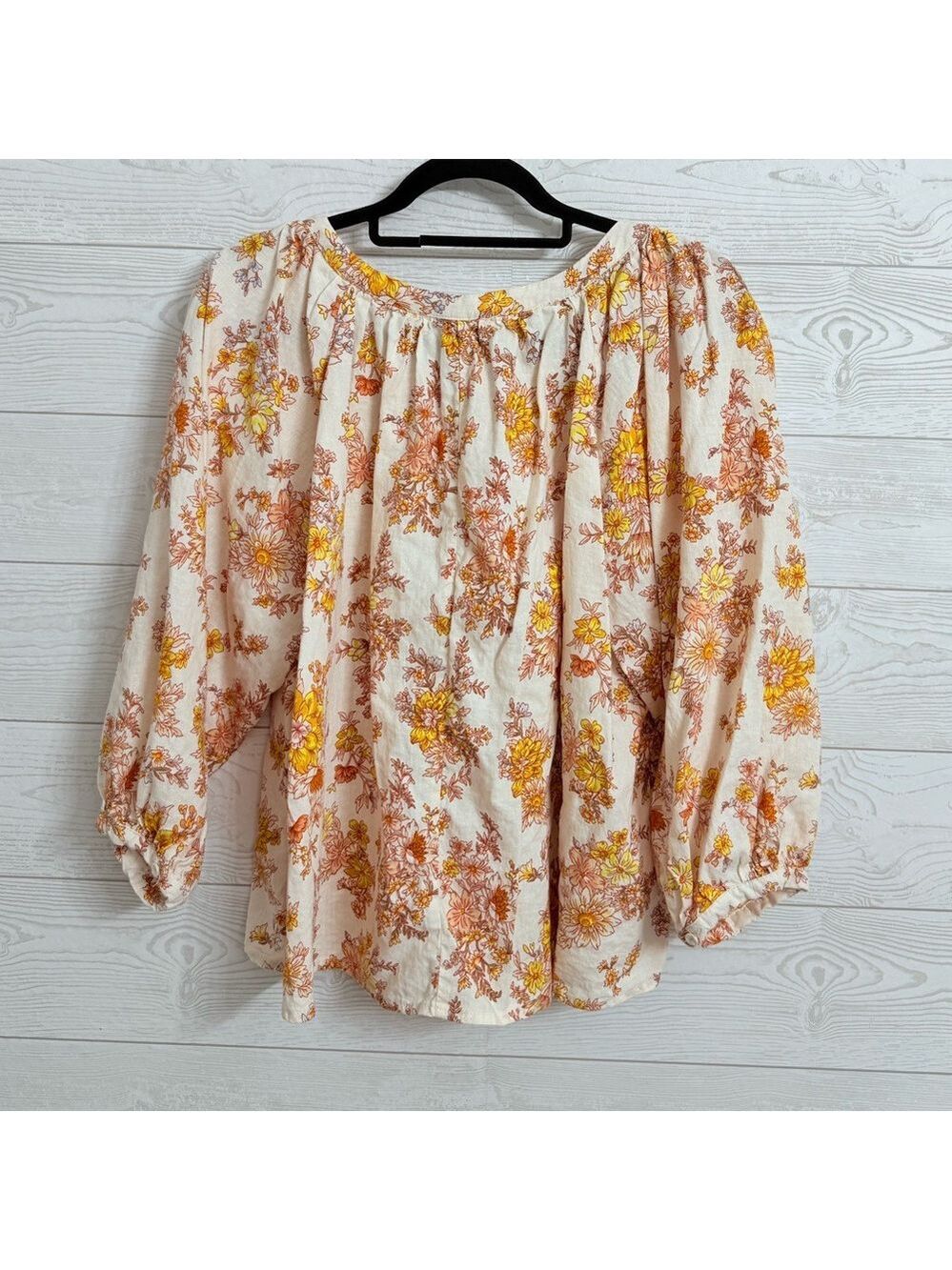 Cynthia Rowley Women’s Orange & Yellow Floral Boho Top. Size L - Picture 2 of 7